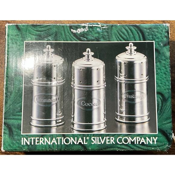 New in Box International Silver Company 3 PC Set Expresso Shaker Set #9911-5837 - Picture 1 of 10